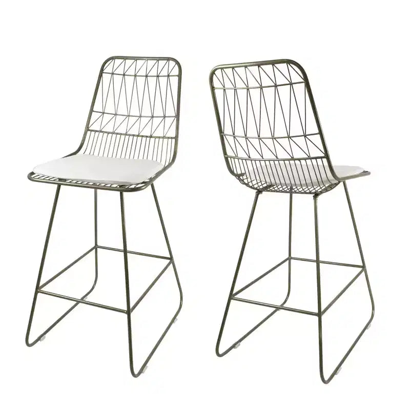 Lot de 2 tabourets de bar Walcott modernes en fer, hauteur comptoir